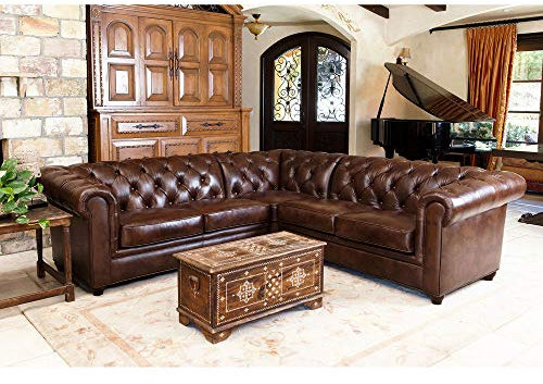 JVmoebel Chesterfield Ecksofa Sofa Couch Ledersofa Polster Eck Couch Garnitur Design #333