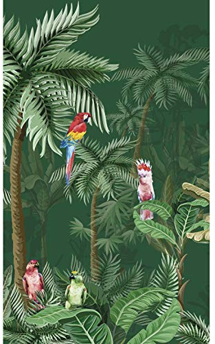 PLAGE Papier peint Intissé Tropicale avec Perroquets, 250 cm X 150 cm - Forêt Exotique