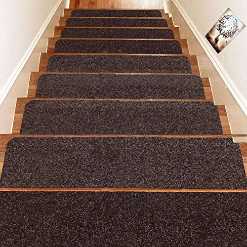D L D Peldaños de Escalera Pasillos de Escalera Interiores Antideslizantes de 8 x 30 para peldaños de Madera, Paquete de 14 Tiras Antideslizantes para Mayor Seguridad y Agarre (marrón)