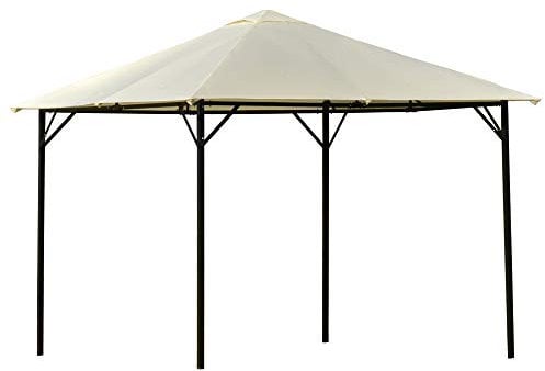 Outsunny Gazebo da Giardino ed Esterno 3x3m in Metallo con Doppio Tettuccio, Bianco e Crema