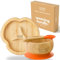 bamboo bamboo Set De Sevrage Assiette Bébé & Bol Bébé, Assiette Et Bol À Ventouse Pour Repas Et Sevrage, Assiette Compartimentée Bambou, Bol Enfant & Cuillère Bébé, Dès 6 Mois (Orange)