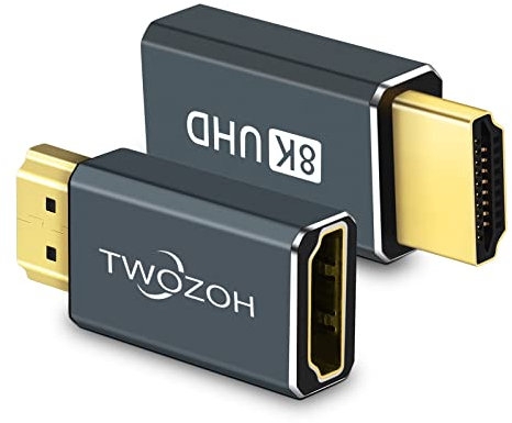 Twozoh Adaptador HDMI 8K extensión (2 Unidades), HDMI 2.1 Macho a Hembra Conector soporte 8K@60Hz, 4K@120Hz, 2K@240Hz