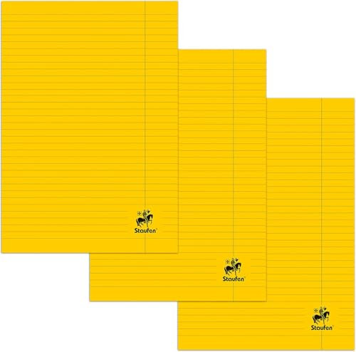 Staufen Style FolioDiarie - DIN A4, Lineatur 21 (8mm liniert) mit roter Randlinie, 40 Blatt, extraweißes 80g/m² Qualitätspapier, 3 Stück (keine Farbauswahl möglich)