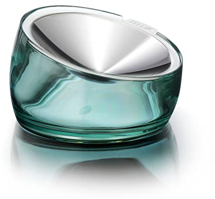 Felli Pet Whisker Fatigue Relief Raised Cat Food Bowl Stainless Steel Angled Shallow Dish Tilted, Anti Vomit, Spill Proof, Slanted Feeder Flat Metal Plate Acrylic Elevated Puppy (0.5 Cups, Classic)