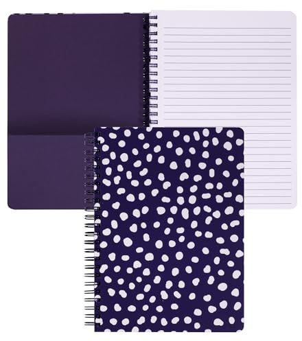 Steel Mill & Co Cute Pink Mini Spiral Notebook, 8.25 x 6.25 Journal with Durable Hardcover and 160 Lined Pages, Navy Dot