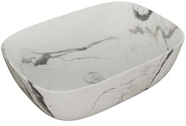 LEMONBATH - Lavabo de Cerámica Ovalado - Medidas 46 x 32,5 x 13,5 cm - Lavabo sobre Encimera - Lavabo para Mueble de Baño sin Válvula - Ideal sobre Encimera de Mueble Baño - Lavamanos