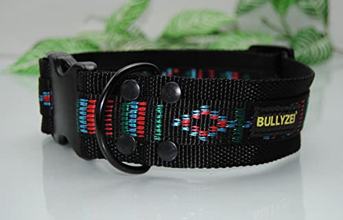 Halsband Nylon 5cm breit, Gr.M-L Schwarz-Indianer