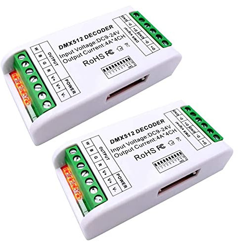Oikabio 2X Mini 4 Canali RGBW Decoder 16A RGB RGBW Striscia Controller 512 Dimmer Driver per Lights DC9-24V