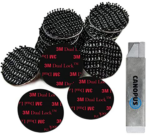 CANOPUS Dual Lock SJ3550 CF Circles, 23mm - Dia, 16 Pack, Waterproof Reclosable Fastener, Extra Strong Self Adhesive Picture Hanging Round Pads, Ideal for Wall, Metal, Wood, Plastic, Glass