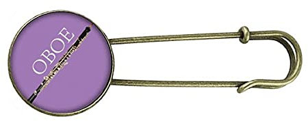 Musik-Brosche, klassisches Instrument, Oboe, Retro, Metall, Clip, Schmuck, M