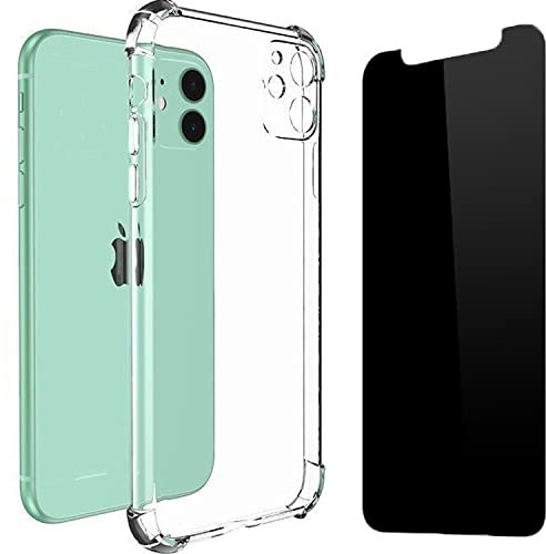 URKU Funda Transparente iPhone 11 6.1” Antigolpes – Antiarañazos, a Prueba de Golpes, con Protección de cámara y Cristal Protector Pantalla Privacidad Antiespía Compatible con iPhone 11
