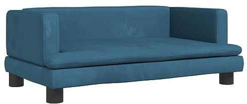 vidaXL Kindersofa, Couch für Kinder, Kindercouch mit runden Kanten, Kindersessel Minisofa Polstersofa Kindermöbel Sofa Kinderzimmer, Blau Samt