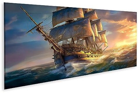 islandburner Bild auf Leinwand Historisches Segelschiff See Bilder Wandbilder Poster JEMD-Pano