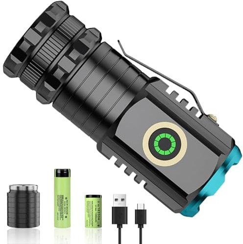 LED Taschenlampe Extrem Hell: Aufladbar Mini Taschenlampe mit 5 Beleuchtungsmodi, IPX5 Wasserdicht 3*P35 LED Mini Taktische Torch, Superhelle kleine Handlampe für Camping, Wandern, Angeln, Notfäll