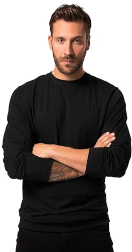 JP 1880 Herren große Größen Übergrößen Menswear L-8XL Langarmshirt, Basic, Bauchfit, Rundhals, bis 8 XL schwarz 8XL 827128100-8XL