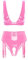 CHICTRY Womens 2 Piece Lingerie Set Stretch Vinyl Shelf Bra Quarter Cup Bra Tops with Panty Nightwear 5# Pink XXL