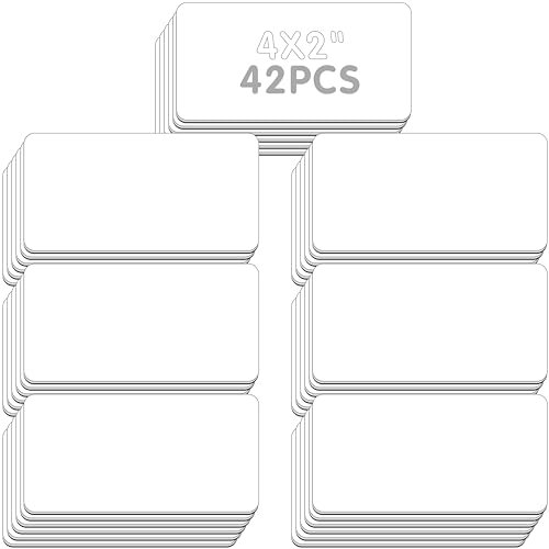Magnetic Name Tag Label, 42 PCS Dry Erase Reusable Blank Name Stickers White Reusable Magnets for Whiteboards Locker Fridge School Office Home (Each Measures 2 x 4)
