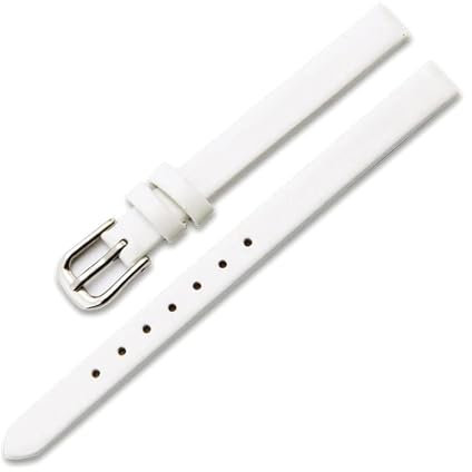 PUCHEN Damen-Uhrenarmbänder aus Leder, 6mm – 17mm, kleines Uhrenarmband mit silberner Edelstahl-Schnalle, Weiß, 13mm