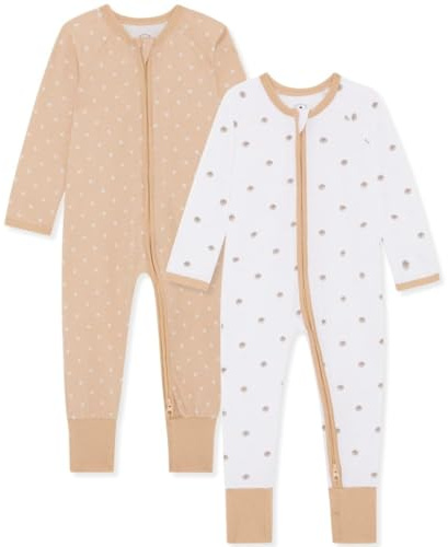 Bramble & Bear 2 Pack Toddler & Baby Sleepsuits Soft Cotton Zip Baby Grows