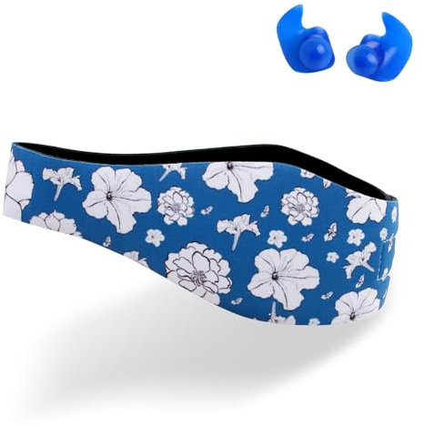 Bandeau de natation imperméable pour bébés, tout-petits, enfants, adultes – Conçu pour les oreilles du nageur – Protège-cheveux et protège-oreilles élastiques (White, Medium)