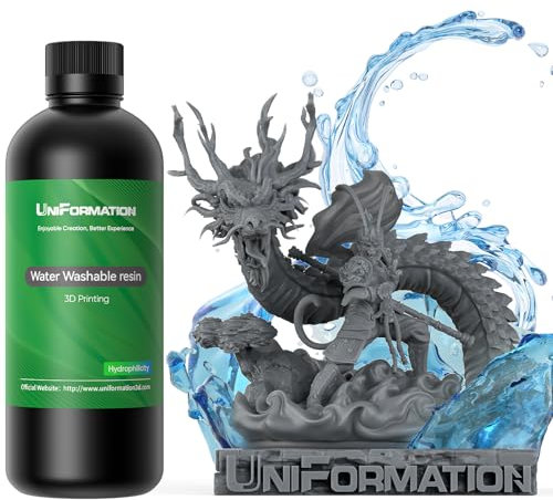 UNIFORMATION 3D Drucker Resin HD Water Washable Resin Wasserabwaschbares Harz Leicht zu reinigen Schnell UV-hrtendes 3D-Druckerharz Photopolymer Geringe Viskositt Schnelles 3D-Harz HD Dunkelgrau 2KG