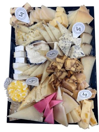 Tabla Buffet de Quesos 16 tipos Piezas | Selección Gourmet de 1.4kg de queso cortado | Surtido Exclusivo de Quesos Curados y Frescos | Ideal para Reuniones, Celebraciones y Ocasiones Especiales
