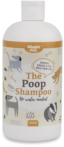 Nilaqua Pets Poop No Rinse Shampoo 500ml | A Rinse Free Mulberry Fragrance That Works On Poo | Fox Poo, Badger, Cow shampoo All The Nasty Ones | Deep Cleansing Shampoo Deodourising For Stinky Dogs