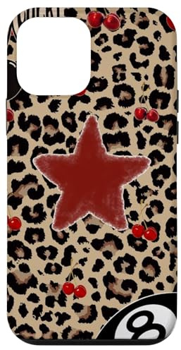Star & Cherry 8 Ball Y2K On Cheetah Leopard Print Case for iPhone 12 mini