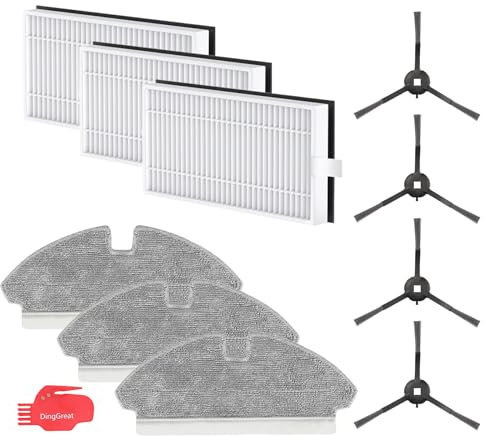 DingGreat Pièces de rechange pour robot aspirateur Dreame Mova M1, accessoire pour robot aspirateur Dreame Mova M1 (filtre, essuie-glace latéral, serpillère, 10 pièces)