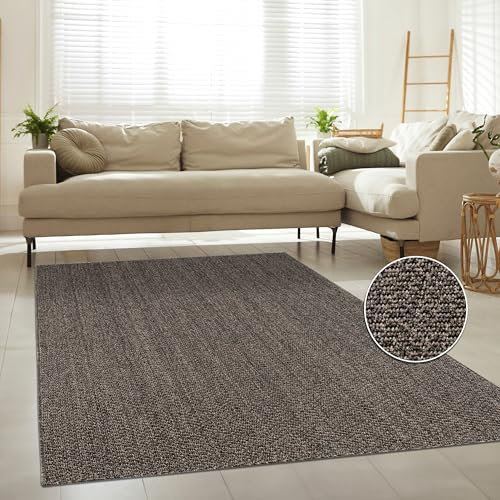 Paco Home Indoor & Outdoor Teppich für Wohnzimmer, Balkon, Küche & Flur geeignet - im natürlichem Jute Look Einfarbig Robust Wetterfest Naturtöne, Grösse:120x160 cm