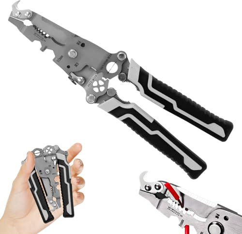 1PCS 18 in 1 Foldable Wire Stripper,Multifunctional Wire Strippers for Electrical,Folding Professional Cable Stripper,Wire Cutters Electrical,Wire Stripper Tool for Cutting Wires and Cables