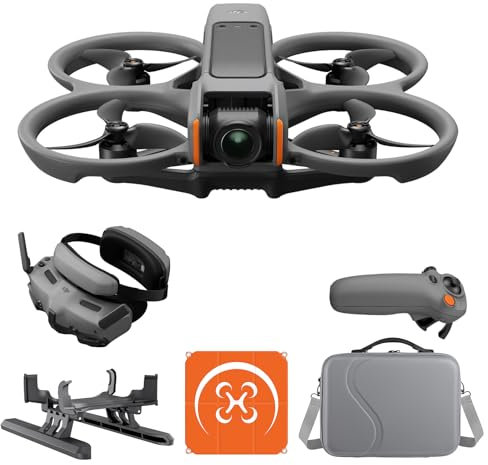 DJI Avata 2 Fly More Combo (1 Akku) Bundle, FPV-Drohne mit 4K-Kamera, mit Propellerschutz, Flips/Rollen auf Tastendruck, POV Content Kamera-Drohne, inkl. Goggles 3 und RC Motion 3