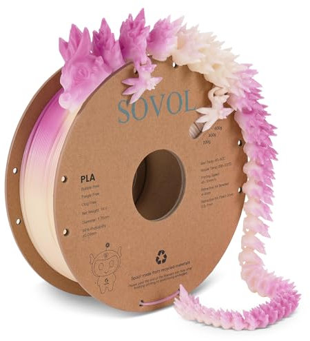Sovol Lichtwechsel PLA Filament - UV-Lichtwechsel 3D-Drucker Filament -1kg (2.2lbs) Spule - 1.75mm +/-0.03mm - Farbwechsel Violett