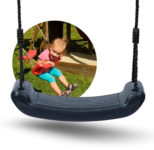 Spielturmking® Schaukel Garten Leonie - Kinderschaukel Outdoor Indoor - Schaukelsitz Kunststoff Schaukelbrett für Kinder zum Schaukeln - Brettschaukel - Höhenverstellbar - rutschfest (Anthrazit)