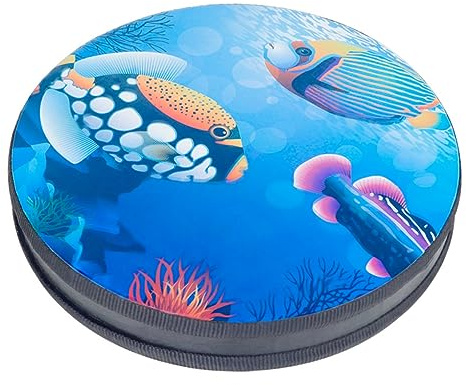 BESPORTBLE 10 Inch Cartoon Sea World Percussion Drum Wooden Hand Drum Ocean Wave Sound Instrument for Boys and Girls Music Education