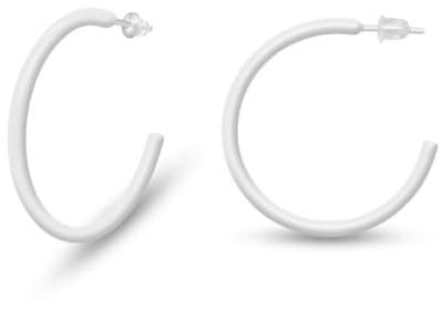 Soul-Cats Keramik Creolen Ohrringe 30 mm, metallfrei & hypoallergen, leicht & hautfreundlich, ideal für empfindliche Haut, in Weiß, Rot, Schwarz, Grün, Rosa, Flieder
