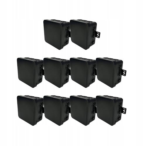 EDO Set 10x Aufputz-Abzweigdose IP54 Hermetisch 75x75x41 mm Schwarz | 12-Einführungen, Flexibel, Halogenfrei –Verteilerdose / Anschlussdose mit Ausgängen und Klickverschluss für Innen- und Außen