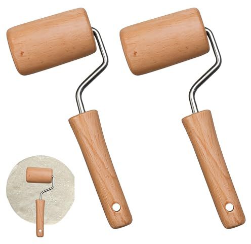 2 Stück Kleine Teigroller aus Buchenholz, Handliches Nudelholz Klein – Vielseitiges Teigrolle Set für Pizza, Pasta, Kekse & Fondant, Ideal als Praktisches Nudelholz Holz für Hobbybäcker und Küche