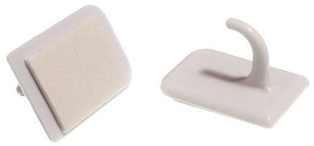 SELF ADHESIVE STICK ON CENTRE HOOKS FOR NET CURTAIN WIRE WHITE ( pack of 10 )