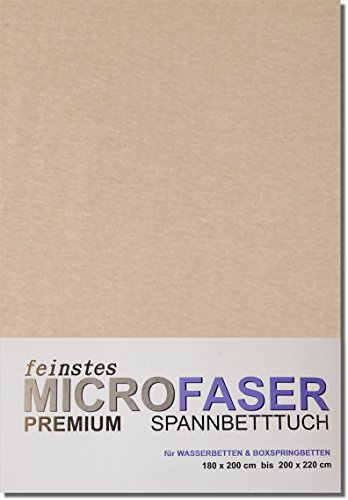 MICROFASER Laken Spannbetttuch Wasserbett Boxspring 180 x 200 cm bis 200 x 220 cm Laken Tuch (Sesame)