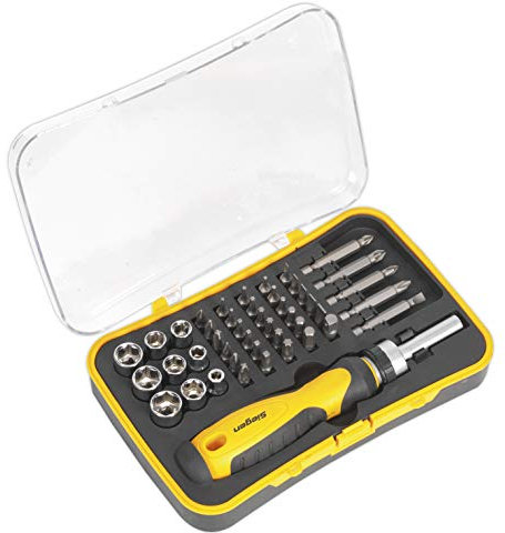 Sealey S0979 Ratchet Screwdriver Socket and Bit Set ,Silver, 45 Pieces