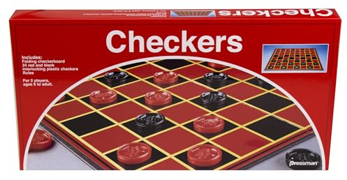 Pressman Checkers -- Classic Game With Folding Board and Interlocking Checkers, 2 Players