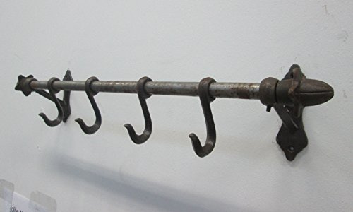 IRONMONGERY WORLD® Vintage Style Country Kitchen Wall Mounted Rack Rail Hanger S Hooks