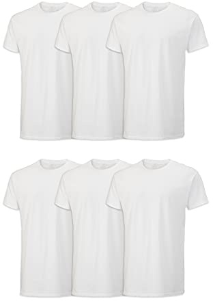Fruit of the Loom Men's Stay Tucked Crew T-Shirt - Medium - White (Pack of 6)