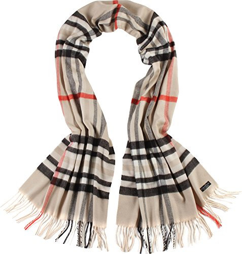 FRAAS Damen-Schal kariert aus Cashmink weicher als Kaschmir - extra warm für den Winter, Beige (Beige 170), One size