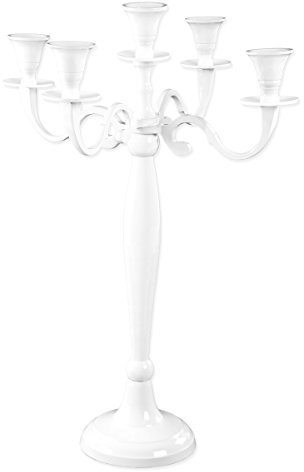 Gräfenstayn® Chandeliers à 1, 3 ou 5 Bras - différentes Tailles - Chandeliers candélabres en Argent, Noir, Blanc ou Or (M, Blanc)