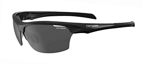 TIFOSI Intense Single Lens Sunglasses: Bold design, shatterproof lenses for active wear, Gloss Black/Smoke