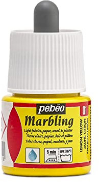 Pébéo - Botella Marmoleado 45ml Amarillo Limón - Pintura Efecto Mármol Pintura Brillante Amarillo Limón - Marmoleado en Superficies Ligeras y Porosas - 45ml - Amarillo Limón