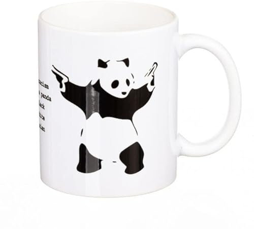 Destroy Racism Tasse - Banksy Panda Kaffeetasse Mug - weiß, aus Keramik