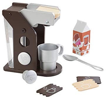 KidKraft Cafetera de Juguete de Madera Espresso con Cápsulas, Accesorios de Cocina de Juguete, Máquina de Café con Accesorios, Electrodomésticos Cocina para Jugar, Juguetes niños 3+ años (63379)